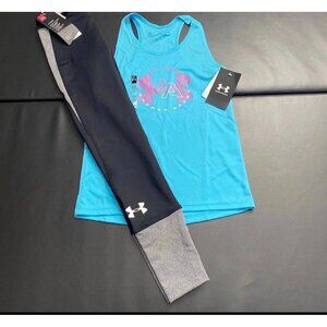 NWT Under Armour Leggings & Tank Set Girls Youth Size Small